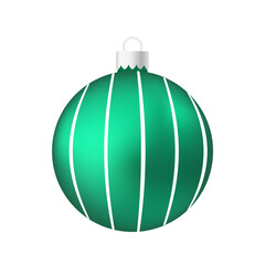Fototapeta premium Green menthol Christmas tree toy or ball Volumetric and realistic color illustration