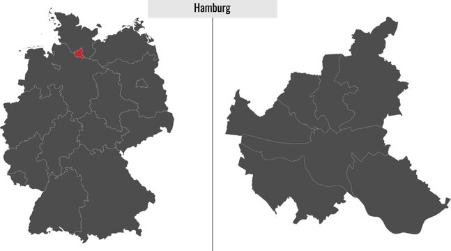 map of Hamburg state of Germany