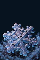 Fototapeta na wymiar Macro photo of a snowflake with copy space, Generative AI