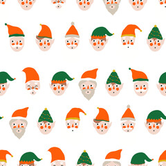 Fototapeta premium Holiday Seamless pattern Poster tile Christmas wall art print xmas bell leaf botanical 70s wall art clipart holly jolly baby card merry tree nutcracker 