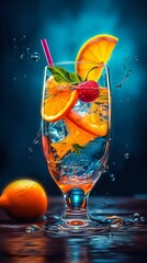 Colourful and Refreshing Cocktail. Generative AI
