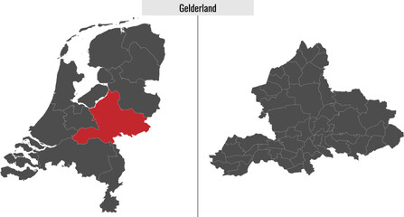 map of Gelderland region of Netherlands