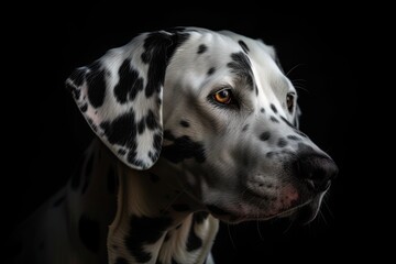 Cute Dalmatian Puppy Isolated on a Black Background - Perfect Generative Pet Animal. Generative AI