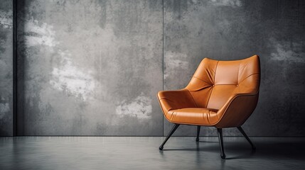 Modern Armchair with Concrete Wall and Loft Styling: Home Design in Comfort and Style, Generative AI