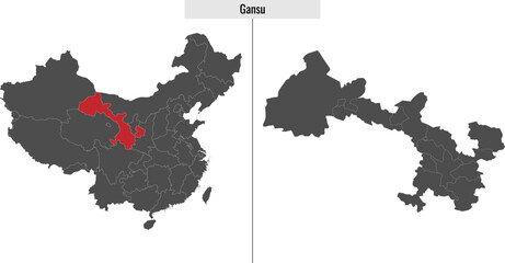 map of Gansu  province of China