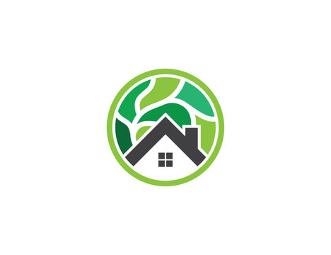 Home Tree Logo Concept sign icon symbol Element Design. Leaves, Realtor, Real Estate, House, Mortgage, Green house Logotype. Vector illustration template