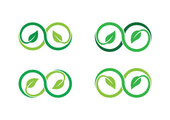 Infinity Leaf Logo Concept icon sign symbol Element Design. Health Care, Ecology, Herbal, Spa, Beauty salon, Boutique, Natural Products, Organic Logotype. Vector illustration template