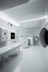 Quirófano hospital futurista con la mejor tecnología, clínica avanzada de experimentación científica, laboratorio del pentágono, IA generativa 