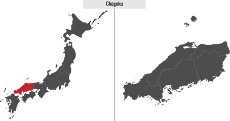 map of Chugoku region of Japan