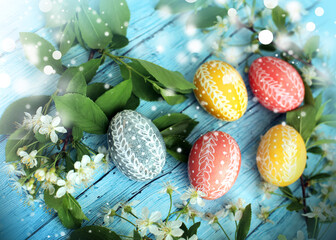 Fototapeta na wymiar Easter eggs , happy holidays