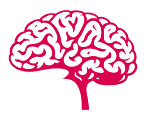 Brain side view vector logo. Vector illustration