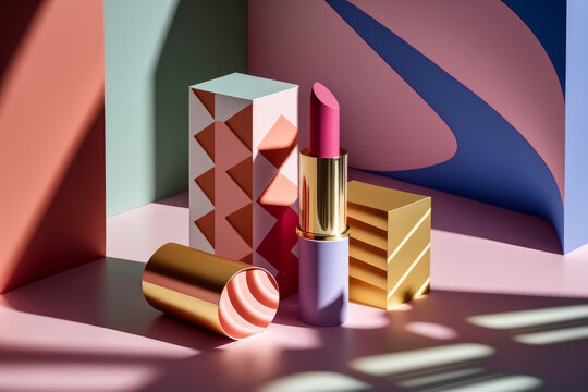 Branding Pintalabios rosa, mockup labial aesthetic, IA generativa 