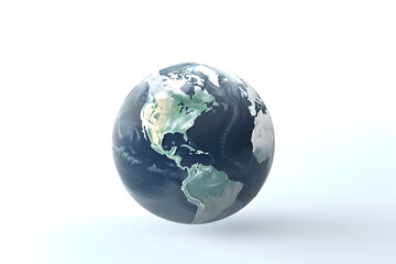 Earth globe model with shadow on white background. World environment day concept. Generative AI.