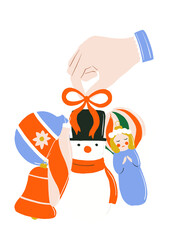 Holiday Poster tile Christmas wall art print xmas bell leaf  wall art clipart holly jolly baby card merry tree nutcracker elf snowman Santa composition