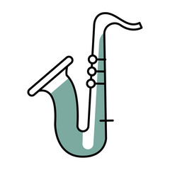 Isolated colored children sketch of saxophone icon Vector