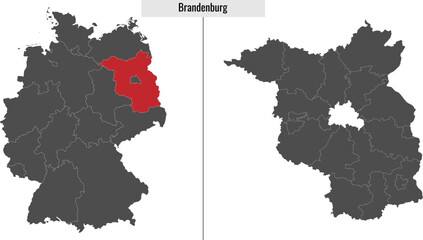 Fototapeta premium map of Brandenburg state of Germany