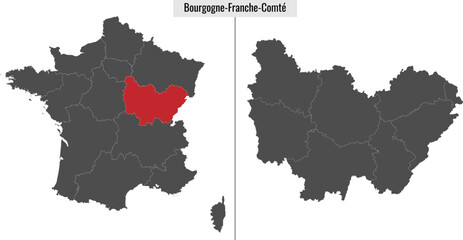 map of Bourgogne-Franche-Comte region of France