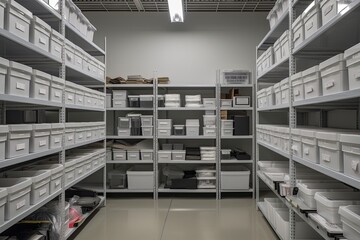 Obraz premium functional and organized filing and storage room with custom shelving, labeling systems, and document management solutions - Generative AI