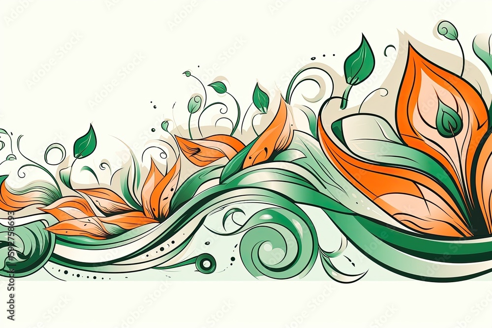 Poster continuous texture of leaves and flowers that are in motion. generative ai
