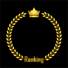 Ranking gold laurel wreath. The winner of the competition. Medal or award template. Vector
