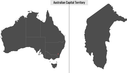 Australian Capital Territory map state of Australia - obrazy, fototapety, plakaty