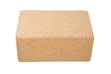 Cork yoga block isolated on white background