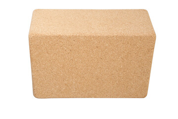 Cork yoga block isolated on white background