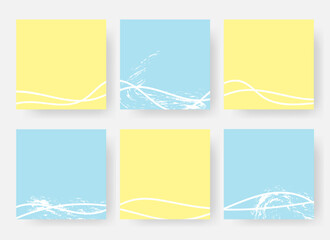 6 templates for notes. Yellow and blue patterns with a pattern. Patterns with shadow. Vector