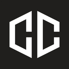 Obraz premium Hexagonal Shaped CC Wordmark Logo Design Template