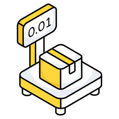 Conceptual flat design icon of parcel weighing