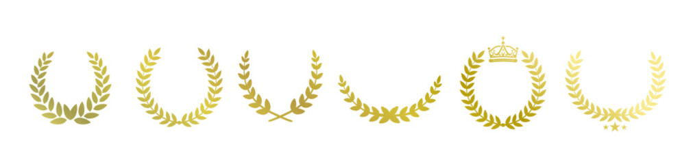 set of laurel, laurel wreath - vector icon, isolated element