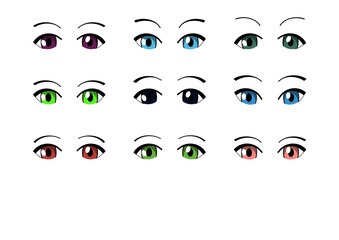 2d anime manga woman colourful eyes