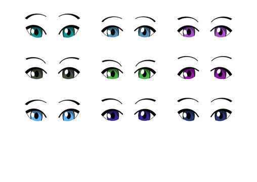 2d anime manga woman colourful eyes