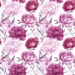 Meubelstickers Peony - Seamless Floral Print - Seamless Watercolor Pattern Flowers - perfect for wrappers, wallpapers, postcards, greeting cards, wedding invitations, romantic events. © PrintaDay
