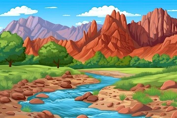 Beautiful red sandstone canyon in Nevada. Generative AI