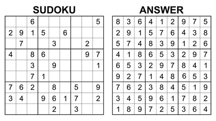 Vector sudoku with answer 13. Educational game with numbers for kids and leisure for adult on white background. 