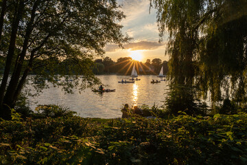 Sunset with boats