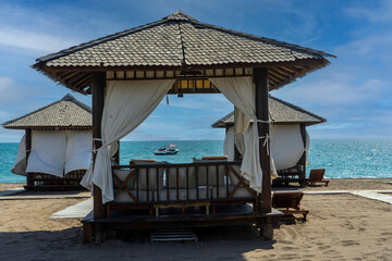 Luxury resort  beach tents at the sea