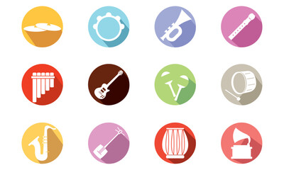 Set of different musical instrument icons Vector