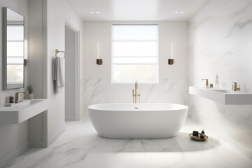 Stilvolles, helles und modernes Badezimmer mit minimalistischem Design, Generative AI