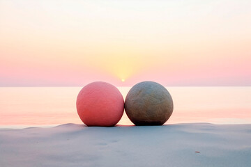 Nascer do Sol Deslumbrante na Praia com Céu Laranja e Rosa