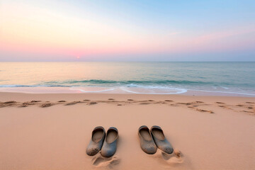 Fototapeta na wymiar Nascer do Sol Deslumbrante na Praia com Céu Laranja e Rosa
