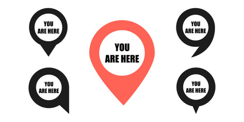 Map pin you are here icon set