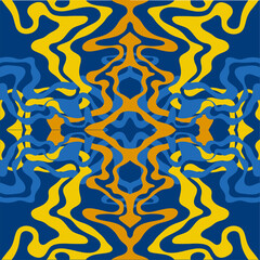 Traditional Ukrainian colors are yellow and blue. Abstract background with wavy relief lines. The beauty of natural relief lines in colorful horizontal lines. Wavy pattern of stripes of different thic
