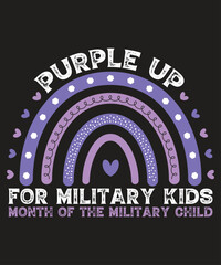 Purple Up For Military Kids Month Of The Military Child T-Shirt, Purple Rainbow Shirt Print Template