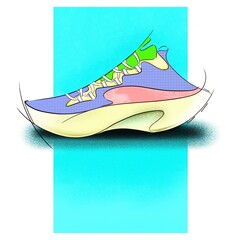 Fashion sketch. Footwear, sport shoes, sneakers. 