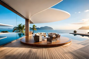 Fototapeta premium Infinity Pool mit Cocktailbar