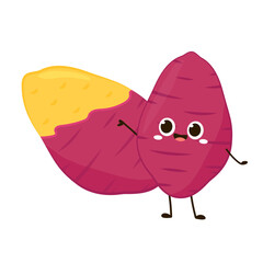 Roasted sweet potato. Sweet potato cartoon. Sweet potato character design.