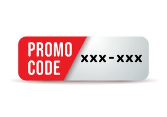 Promo code, coupon code label design. Geometric flat banner. Discount on the banner. Discount icon. Promo code design, coupon voucher sign. Use promo code and buy now