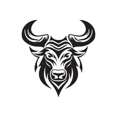 A minimalistic abstract bull head logo in a simple art style.